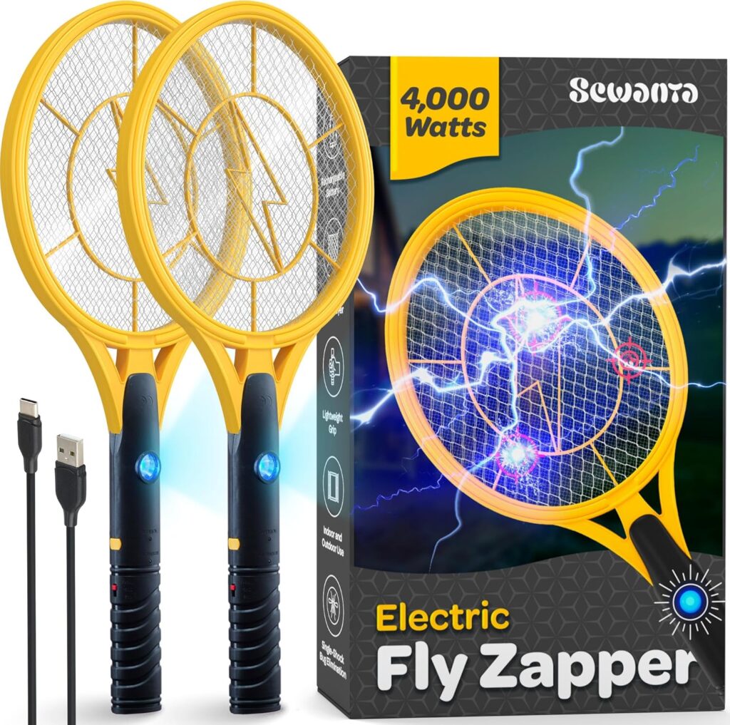 Electric Swatter [Set of 2] Handheld Bug Zapper Racket